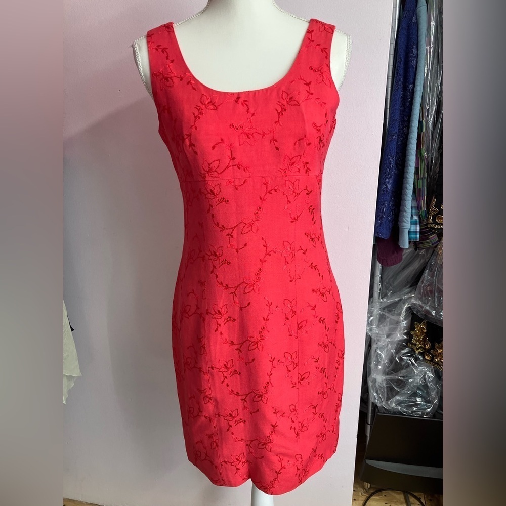 Women’s Sleeveless Sheath Dress, Size 6, Empire Waist, Pink, Reed Scranton